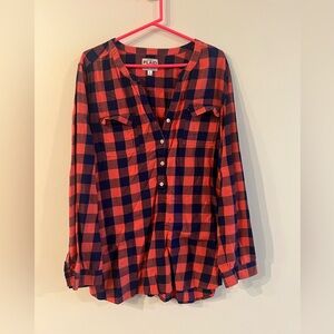 Plaid Button-Up Shirt Plus Size